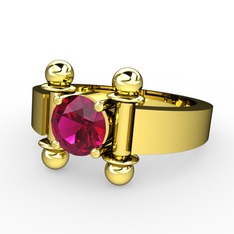 Nora Tektaş Yüzük - Rodolit garnet 18 ayar altın yüzük #1e6eh0l