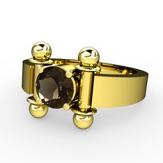 Nora Tektaş Yüzük - Dumanlı kuvars 925 ayar altın kaplama gümüş yüzük #6btbx5