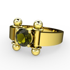 Nora Tektaş Yüzük - Peridot 925 ayar altın kaplama gümüş yüzük #9jqn0i