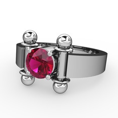 Rodolit garnet 14 ayar beyaz altın yüzük