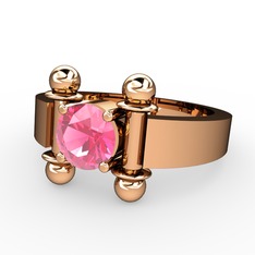 Pembe kuvars 925 ayar rose altın kaplama gümüş yüzük