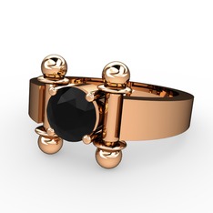 Nora Tektaş Yüzük - Siyah zirkon 14 ayar rose altın yüzük #yzeqd9