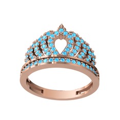 Dulce Taç Yüzük - Akuamarin 18 ayar rose altın yüzük #1n97cdx