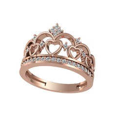 Leia Taç Yüzük - Swarovski 18 ayar rose altın yüzük #10atk7l