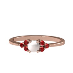 Inci ve garnet 18 ayar rose altın yüzük