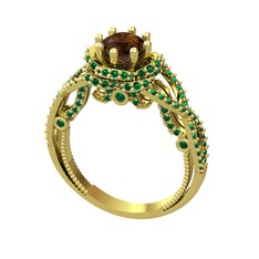 Dumanlı kuvars ve yeşil kuvars 925 ayar altın kaplama gümüş yüzük