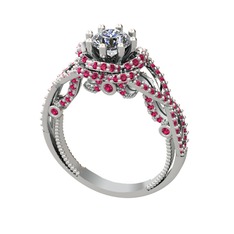 Luana Tektaş Yüzük - Pırlanta ve rodolit garnet 8 ayar beyaz altın yüzük (0.92 karat) #10x0ki8