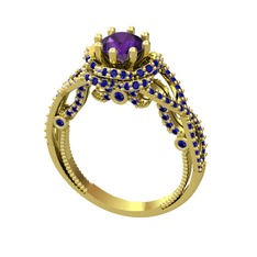 Luana Tektaş Yüzük - Ametist ve lab safir 14 ayar altın yüzük #1191h9i