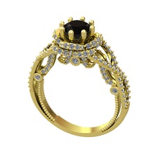 Luana Tektaş Yüzük - Siyah zirkon ve swarovski 925 ayar altın kaplama gümüş yüzük #11cc7im