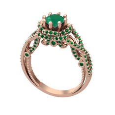 Luana Tektaş Yüzük - Kök zümrüt ve yeşil kuvars 925 ayar rose altın kaplama gümüş yüzük #11ye8sg