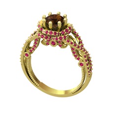 Luana Tektaş Yüzük - Dumanlı kuvars ve rodolit garnet 18 ayar altın yüzük #12z7j6c