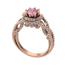 Luana Tektaş Yüzük - Pembe kuvars ve pırlanta 18 ayar rose altın yüzük (2.25 karat) #12zt3pw