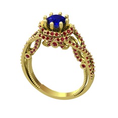 Luana Tektaş Yüzük - Lab safir ve garnet 8 ayar altın yüzük #1324g9