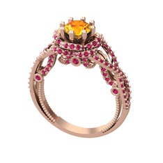 Sitrin ve rodolit garnet 8 ayar rose altın yüzük
