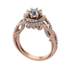 Luana Tektaş Yüzük - Pırlanta ve swarovski 925 ayar rose altın kaplama gümüş yüzük (0.92 karat) #13xntru