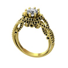Luana Tektaş Yüzük - Swarovski ve siyah zirkon 18 ayar altın yüzük #14hwatt