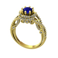 Luana Tektaş Yüzük - Lab safir ve pırlanta 925 ayar altın kaplama gümüş yüzük (2.25 karat) #14xsfhm