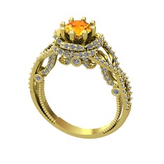 Sitrin ve swarovski 14 ayar altın yüzük