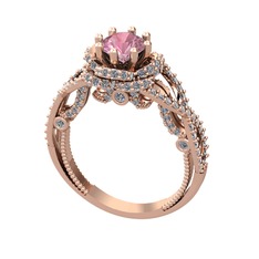 Luana Tektaş Yüzük - Pembe kuvars ve swarovski 18 ayar rose altın yüzük #1708ea2
