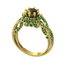Peridot ve yeşil kuvars 8 ayar altın yüzük