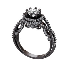 Luana Tektaş Yüzük - Beyaz zirkon ve swarovski 925 ayar siyah rodyum kaplama gümüş yüzük #17vnc1e