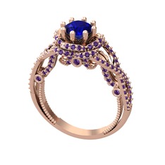 Luana Tektaş Yüzük - Lab safir ve ametist 925 ayar rose altın kaplama gümüş yüzük #17xkf15