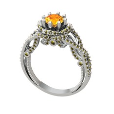 Luana Tektaş Yüzük - Sitrin ve peridot 18 ayar beyaz altın yüzük #18jacbn