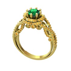 Luana Tektaş Yüzük - Yeşil kuvars ve sitrin 18 ayar altın yüzük #18ryb7f