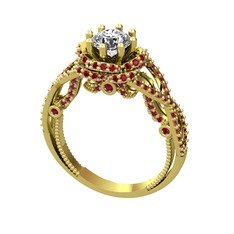 Swarovski ve garnet 925 ayar altın kaplama gümüş yüzük