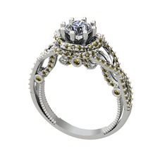 Luana Tektaş Yüzük - Pırlanta ve peridot 14 ayar beyaz altın yüzük (0.92 karat) #193vycb