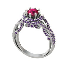 Rodolit garnet ve ametist 925 ayar gümüş yüzük