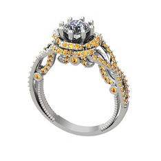 Luana Tektaş Yüzük - Pırlanta ve sitrin 8 ayar beyaz altın yüzük (0.92 karat) #1b2g7xe