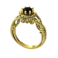 Luana Tektaş Yüzük - Siyah zirkon ve peridot 14 ayar altın yüzük #1bp7jsf