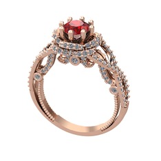 Garnet ve swarovski 8 ayar rose altın yüzük