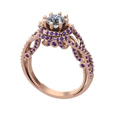 Luana Tektaş Yüzük - Pırlanta ve ametist 14 ayar rose altın yüzük (0.92 karat) #1cznt2