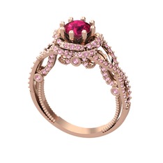 Luana Tektaş Yüzük - Rodolit garnet ve pembe kuvars 8 ayar rose altın yüzük #1iec4vx
