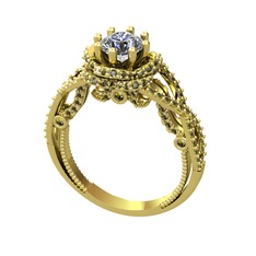 Pırlanta ve peridot 925 ayar altın kaplama gümüş yüzük (0.92 karat)