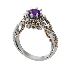 Luana Tektaş Yüzük - Ametist ve dumanlı kuvars 925 ayar gümüş yüzük #1jdd4gq