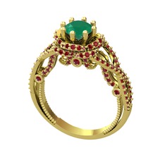 Kök zümrüt ve garnet 925 ayar altın kaplama gümüş yüzük