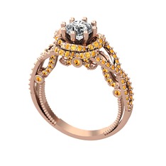 Luana Tektaş Yüzük - Swarovski ve sitrin 8 ayar rose altın yüzük #1mkln14