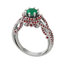 Luana Tektaş Yüzük - Kök zümrüt ve garnet 18 ayar beyaz altın yüzük #1n6qmak