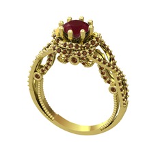 Luana Tektaş Yüzük - Kök yakut ve dumanlı kuvars 18 ayar altın yüzük #1niuv5p