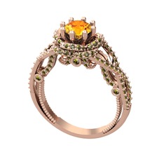 Sitrin ve peridot 18 ayar rose altın yüzük