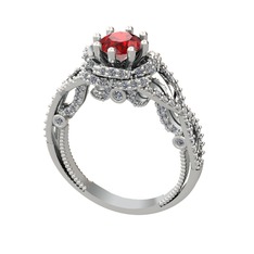 Luana Tektaş Yüzük - Garnet ve swarovski 8 ayar beyaz altın yüzük #1o32qe2