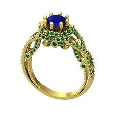 Luana Tektaş Yüzük - Lab safir ve yeşil kuvars 18 ayar altın yüzük #1o828xj