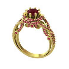 Luana Tektaş Yüzük - Kök yakut ve rodolit garnet 14 ayar altın yüzük #1oq24yl