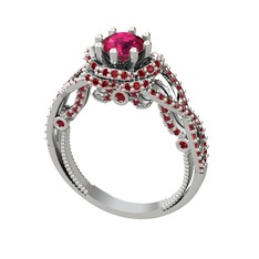 Rodolit garnet ve garnet 14 ayar beyaz altın yüzük