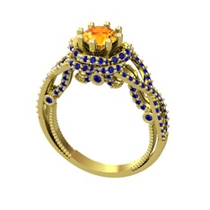 Luana Tektaş Yüzük - Sitrin ve lab safir 18 ayar altın yüzük #1pekhzb