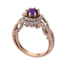 Ametist ve pırlanta 8 ayar rose altın yüzük (2.25 karat)