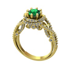 Luana Tektaş Yüzük - Yeşil kuvars ve swarovski 8 ayar altın yüzük #1qaon1b